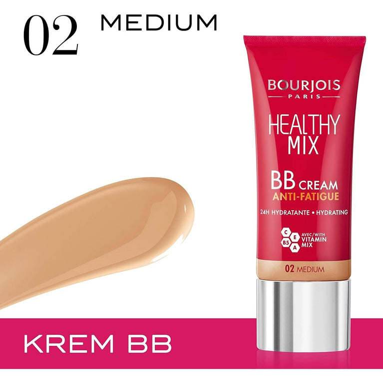 Bourjois Healthy Mix Hydrating BB Cream - 30ml, Medium Shade 02 for Flawless Skin