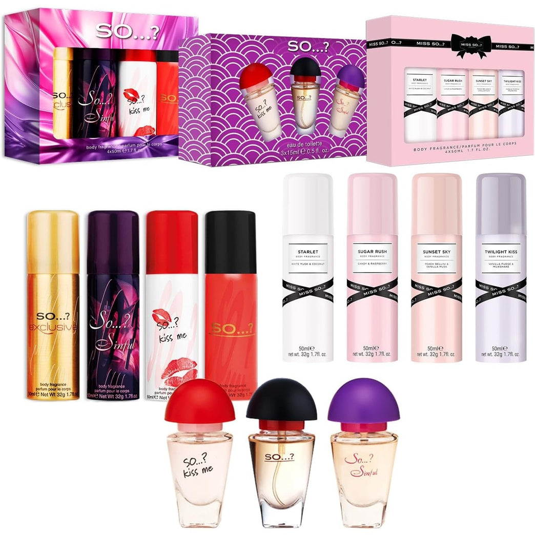 So…? Mixed Fragrance Gift Sets Bundle- Body Mist & EDT Perfume (3 Packs)