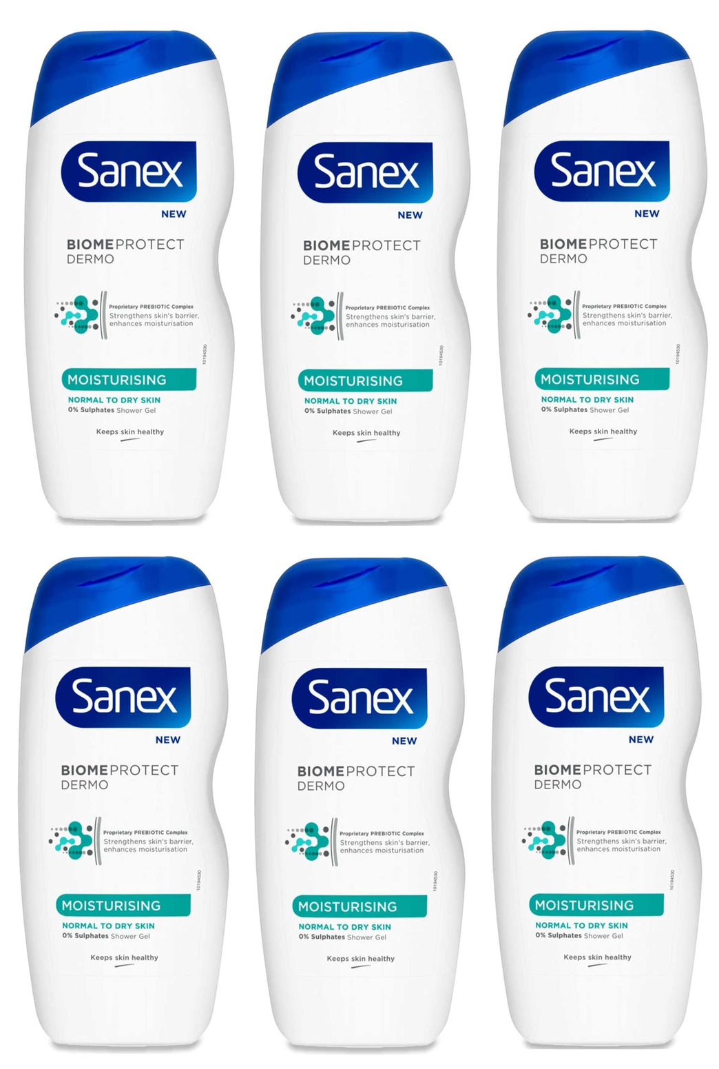 Sanex BiomeProtect Moisturising Shower Gel for Normal to Dry Skin - Pack of 6, 225ml Each