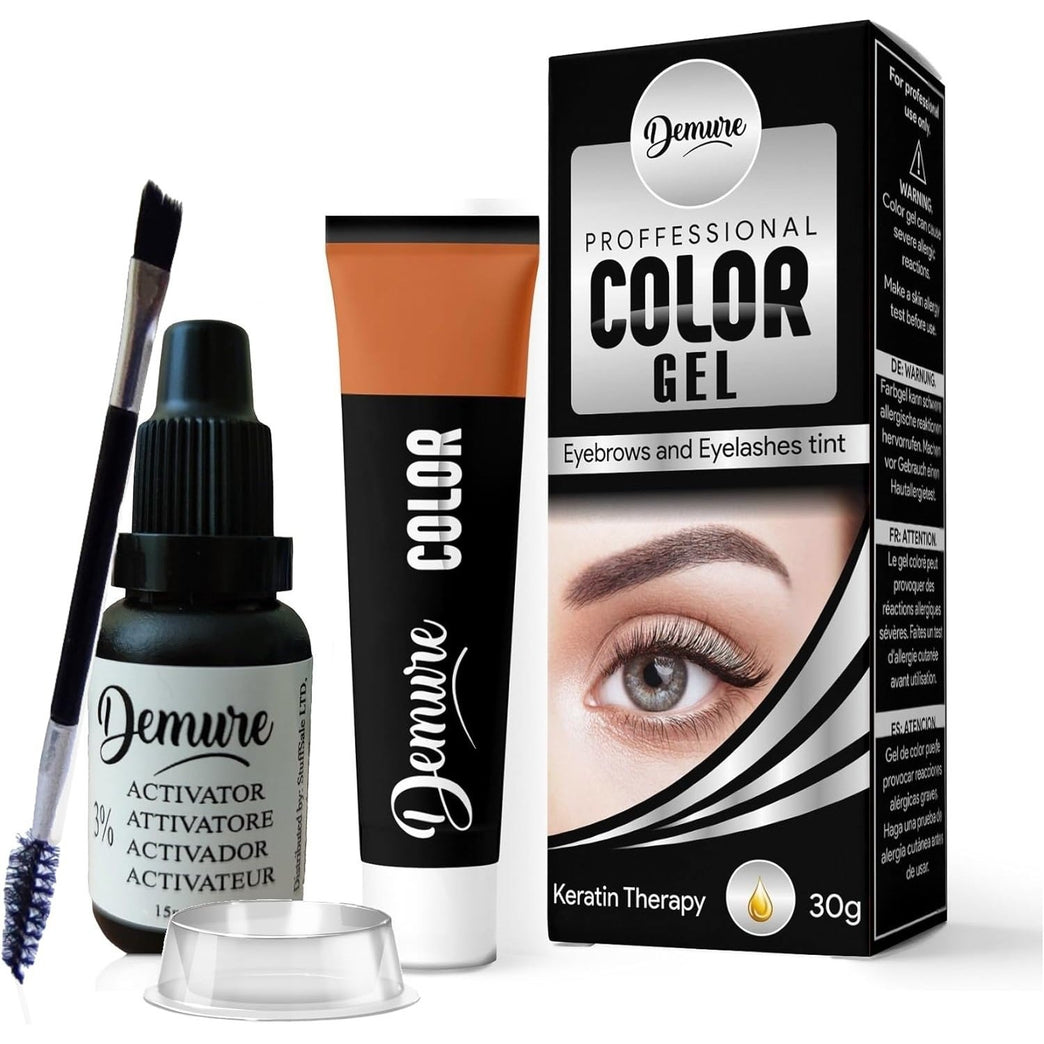 Enhanced Brow & Lash Tinting Kit with Keratin Complex - Long Lasting, Water Resistant Eyebrow and Eyelash Dye for Fuller and Voluminous Look, 30g (3.0 Brow)