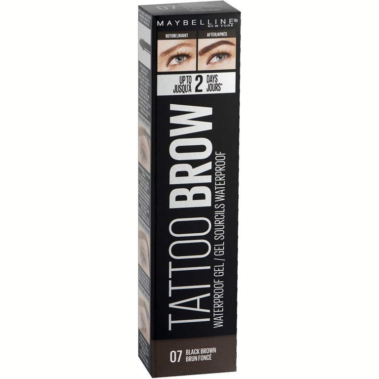 Maybelline Tattoo Brow Collection Waterproof Eyebrow Gel, Long-Lasting Full Definition, Smudgeproof, Shade 07 Black