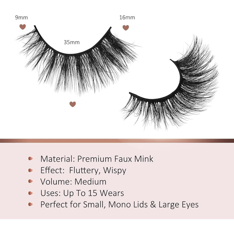 Onlyall Premium Synthetic Wispy False Eyelashes, Double-Stacked Flare & Natural Mink Style, Soft & Lightweight with Durable Reusability - A04 16MM