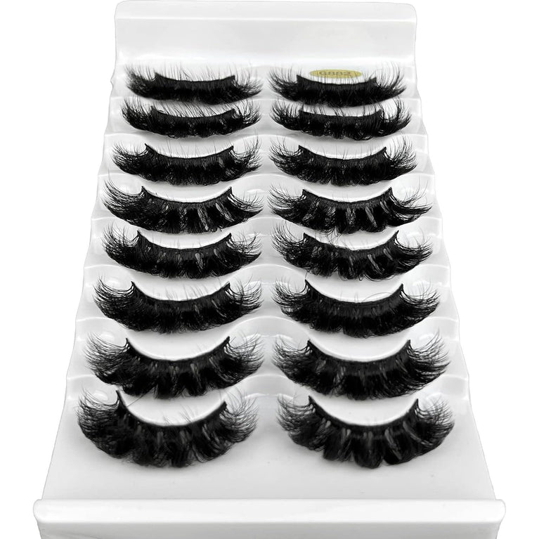 KOKAY Premium Russian Faux Mink Strip Eyelashes, 8 Pair Set, DD Curl, 3D Thick, Soft and Waterproof, Reusable with 15MM Length (K002) - Perfect Gifting Option for All Occasions