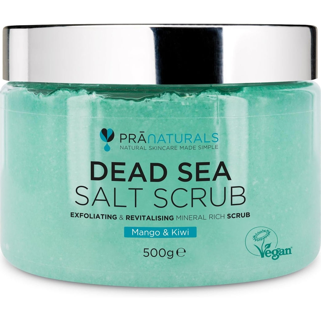 Dead Sea Salt Body Scrub with Mango & Kiwi - Organic Exfoliating Salt Scrub