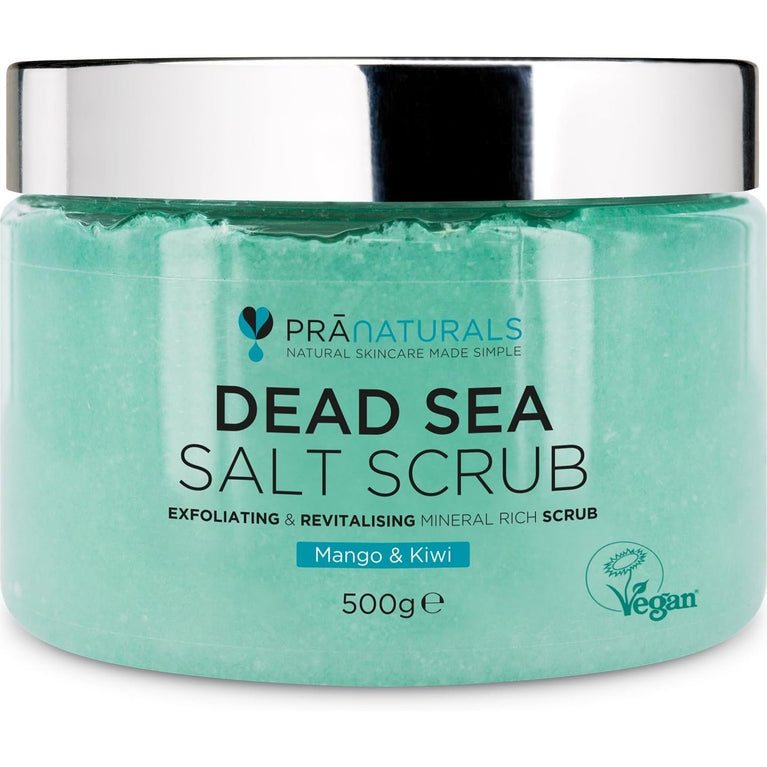 Dead Sea Salt Body Scrub with Mango & Kiwi - Organic Exfoliating Salt Scrub