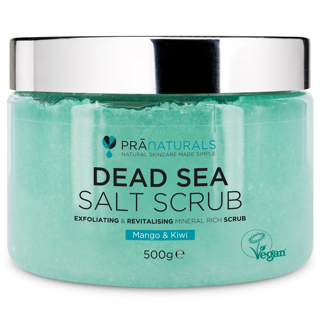 Dead Sea Salt Body Scrub with Mango & Kiwi - Organic Exfoliating Salt Scrub