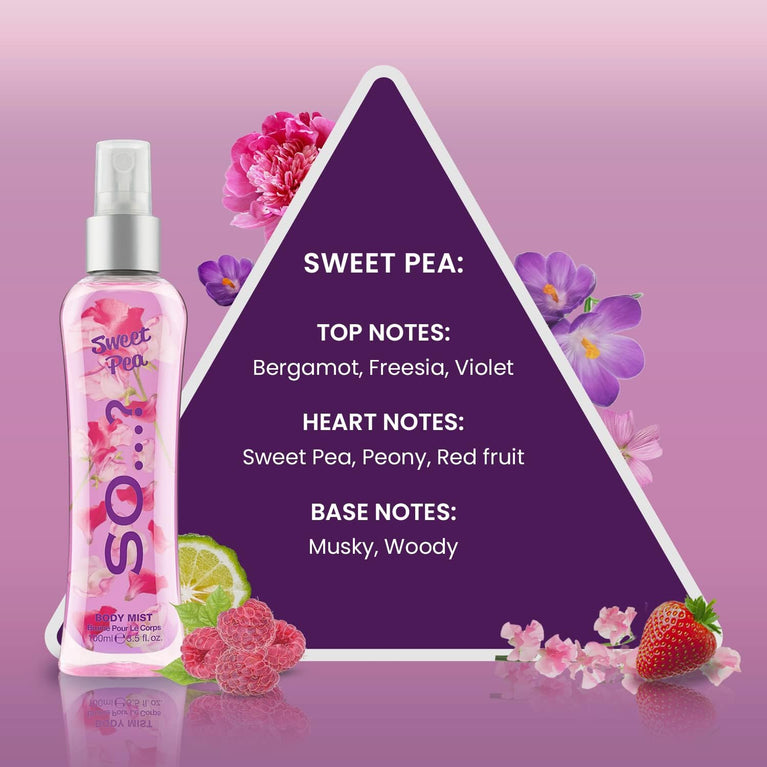 Sweet Pea Body Mist Bundle - 3 Pack of 100ml Fragrance Spray