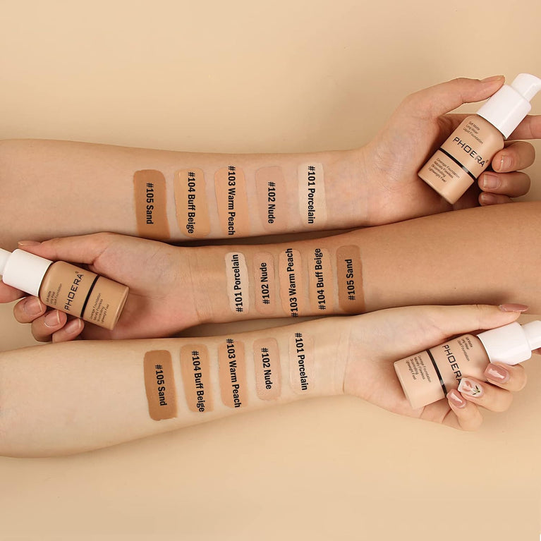 PHOERA All-Day Matte Liquid Foundation - Buff Beige, Full Coverage