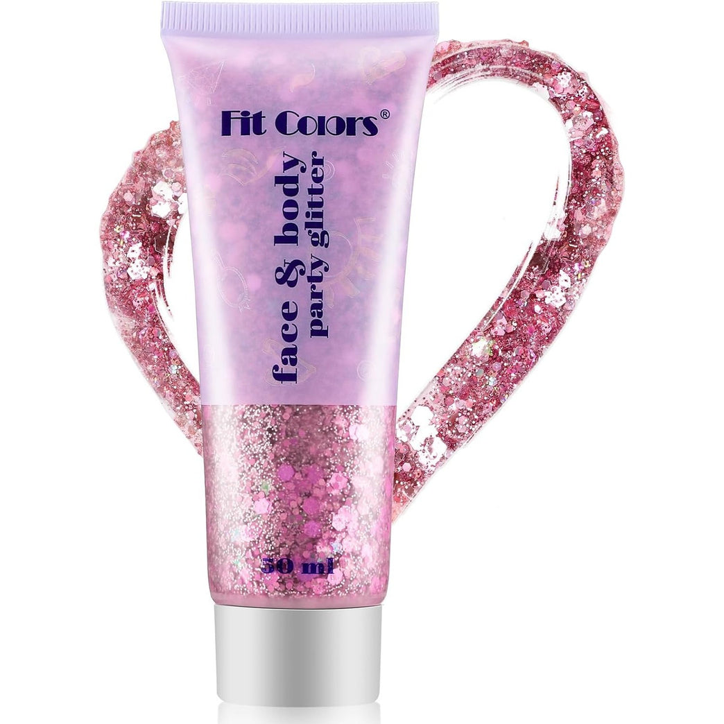 Holographic Pink Body Glitter Gel - Safe and Kid-Friendly Sparkling Lotion for Face, Hair, and Nails - Perfect for Parties, Cosplay, and DIY Art Projects - 50ml