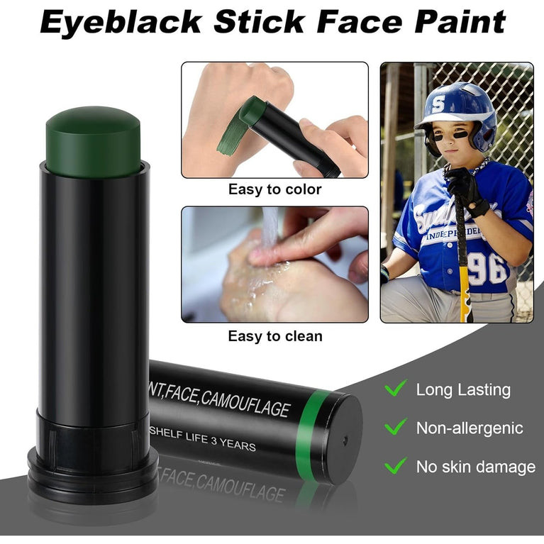 Aomig Athlete-Grade Waterproof Face and Body Paint Stick - Black, Perfect for Sport Events, Cosplay, and Costume Parties