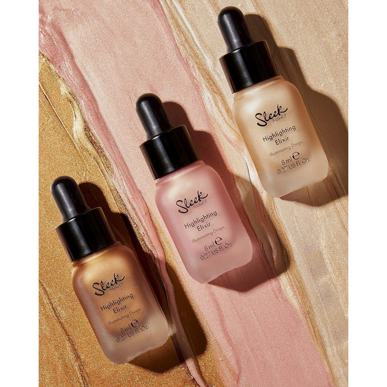 Sleek MakeUP's Illuminating Highlight Elixir with Jojoba Seed Oil & Vitamin E, Poppin' Bottles, 8ml