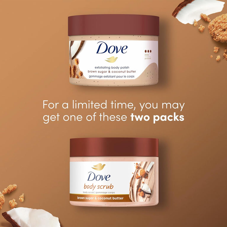 Dove Brown Sugar & Coconut Butter Body Scrub for Silky Smooth Skin 298ml