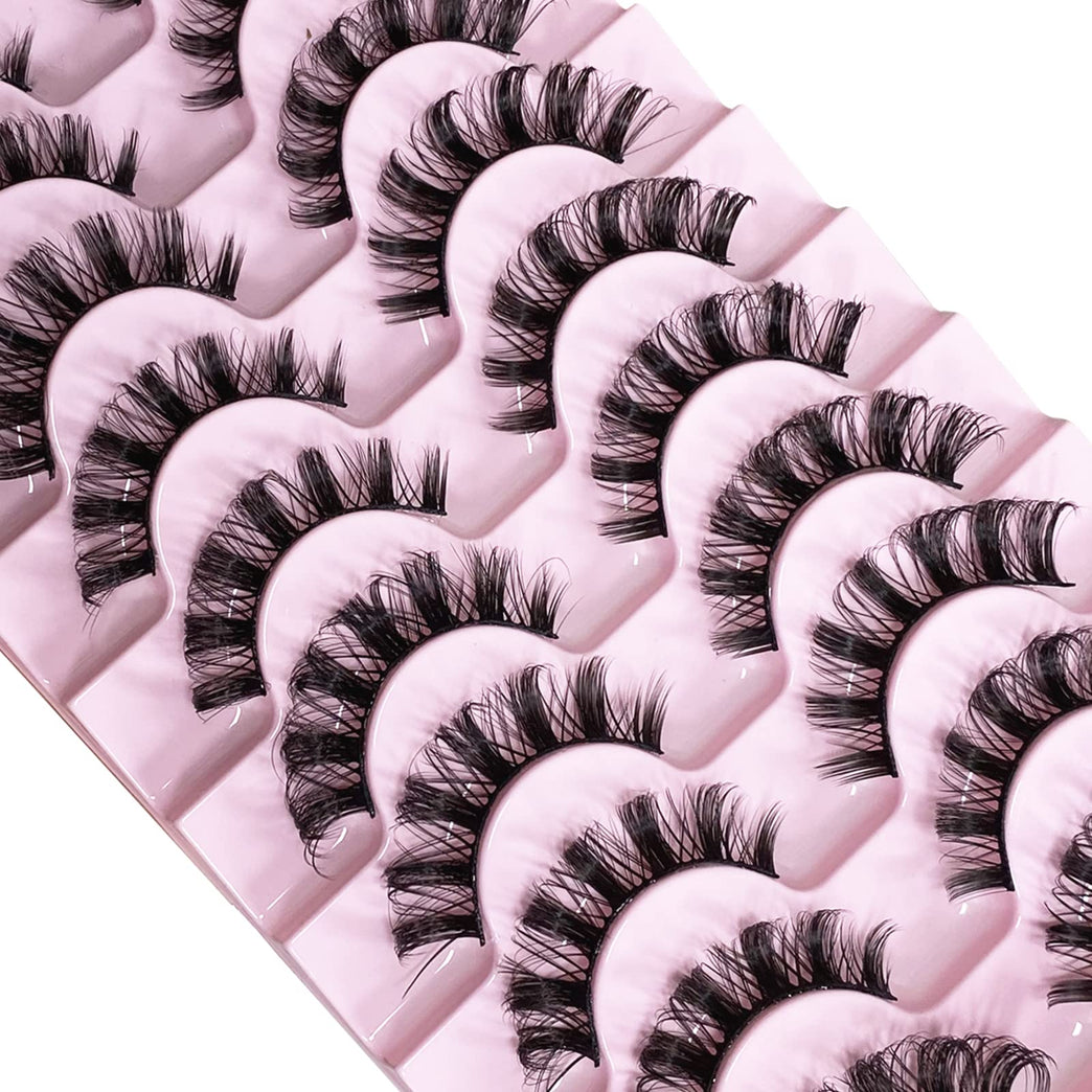 CNMTCCO 10-Pair Russian Faux Mink Strip Eyelashes – Natural Look, Fluffy D-Curl, Lightweight & Reusable