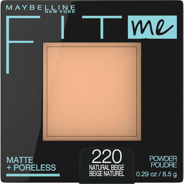 MAYBELLINE Shine Control Fit Me Matte + Poreless Face Powder in Natural Beige 220 - Ideal for Normal to Oily Skin Types