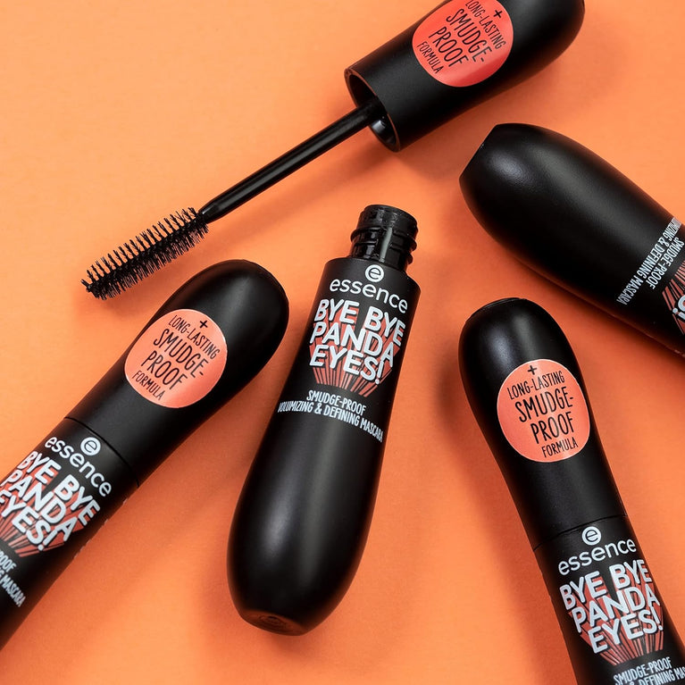 Essence Panda Eyes No More! Vegan Smudge-Proof Mascara for Volumising and Defining Lashes, No. 01 Black, Perfume-Free, 16 ml