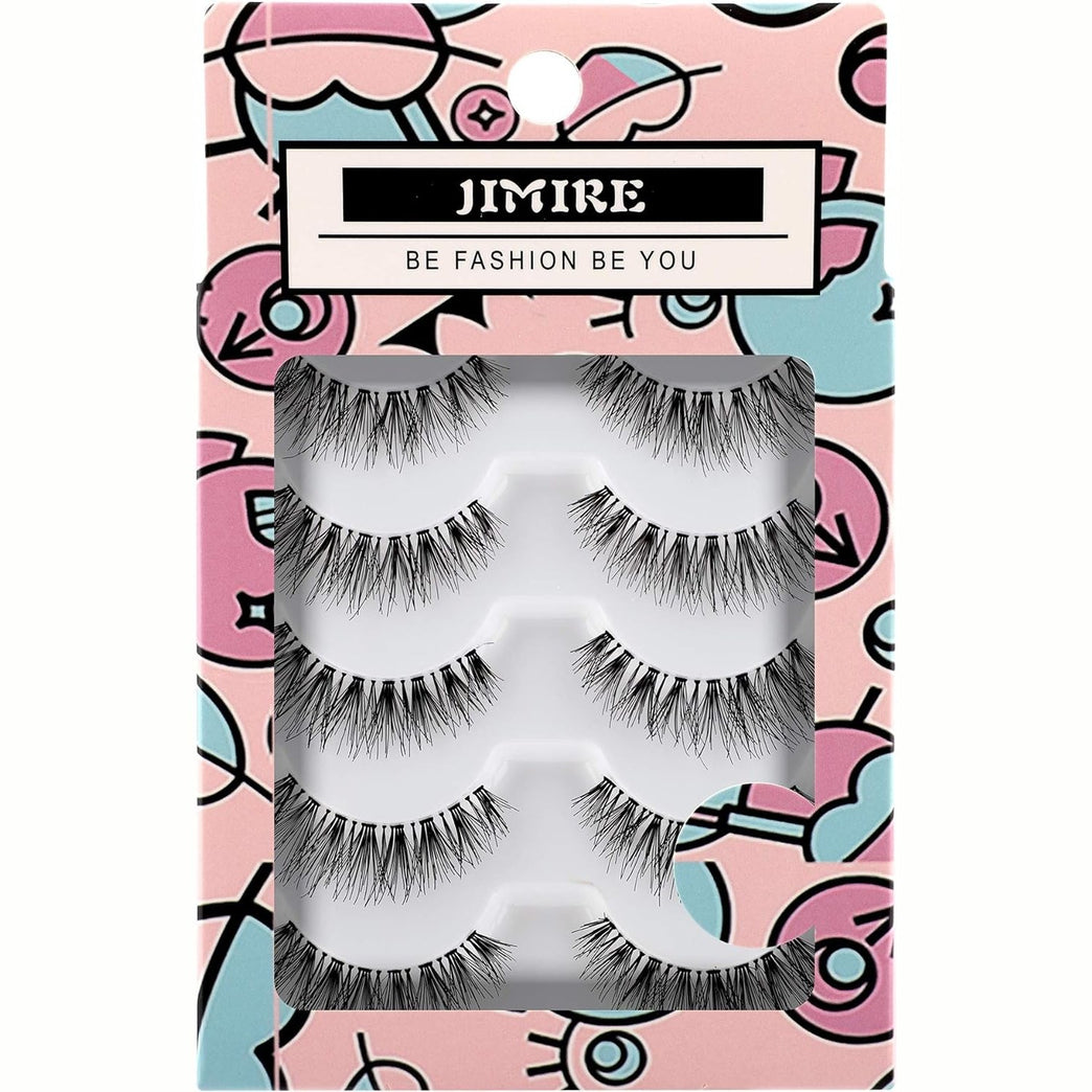 JIMIRE Glamorous Lightweight Natural False Eyelashes Multipack - Reusable and Easy to Wear