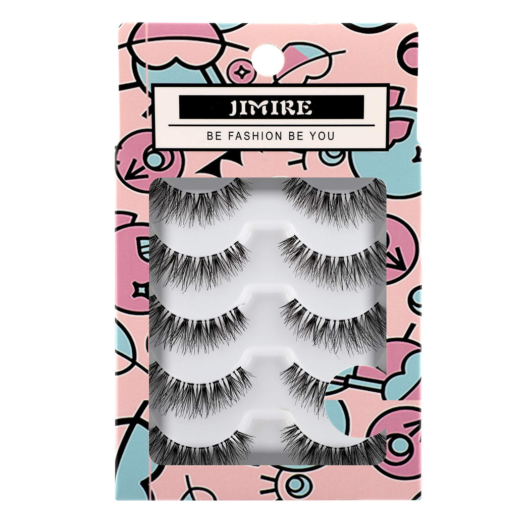 JIMIRE Glamorous Lightweight Natural False Eyelashes Multipack - Reusable and Easy to Wear