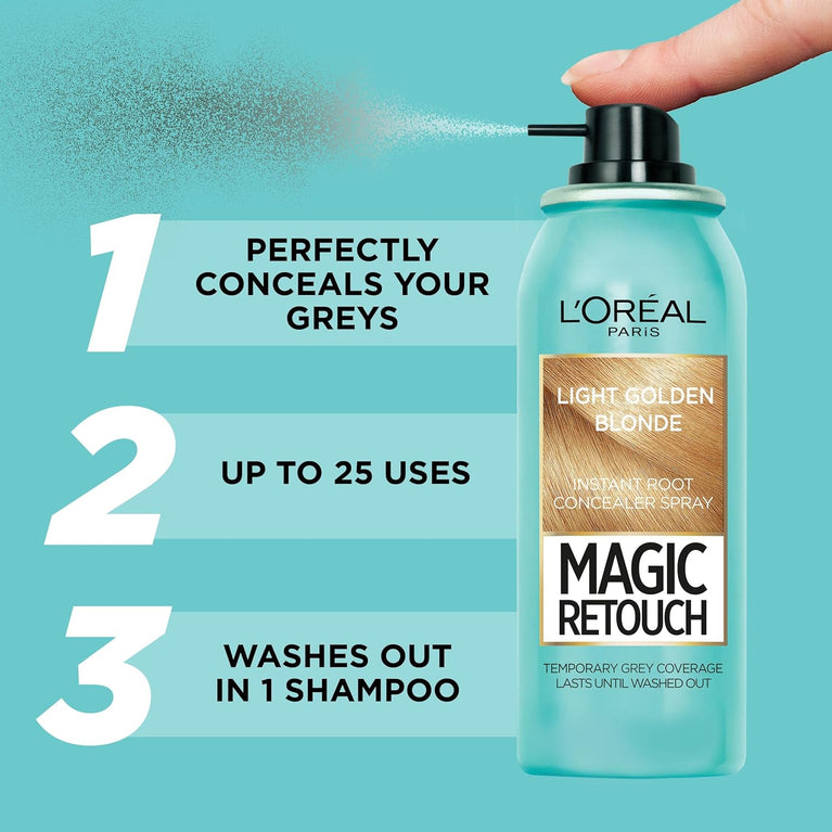L'Oréal Magic Retouch Instant Root Concealer Spray, Ideal For Touching Up Grey Root Regrowth, 75 Ml, Colour: Light Golden Blonde