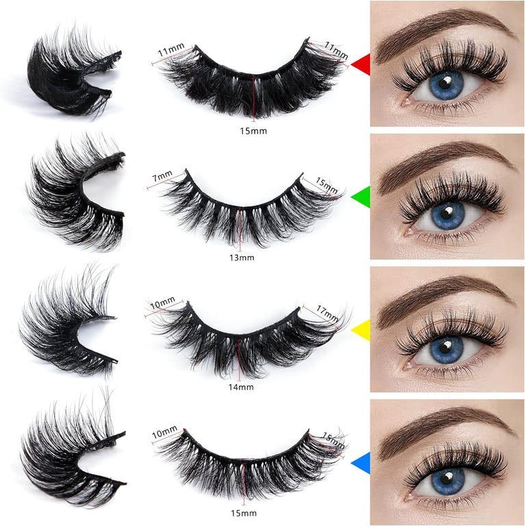 Premium 6D Mink False Eyelashes – Pack of 20 Pairs in 4 Unique Styles, Vivid and Attractive Natural Curly Lashes