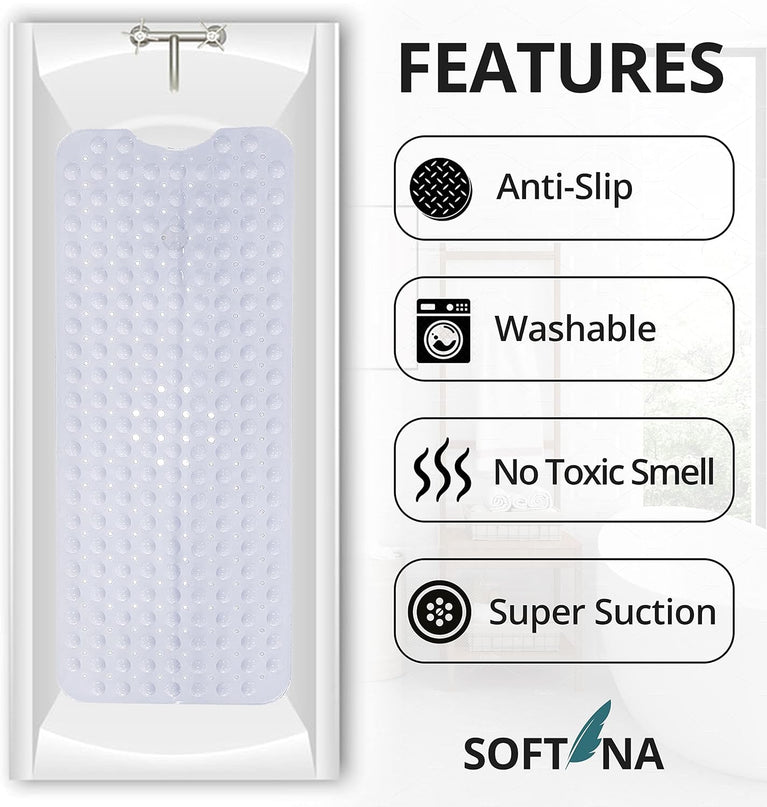 Non Slip Bath Mat with 200 Suction Cups - Shower Mat for Safety and Comfort