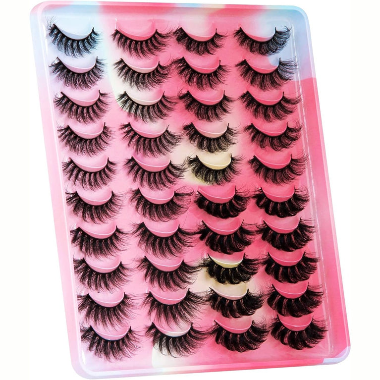 Premium 6D Mink False Eyelashes – Pack of 20 Pairs in 4 Unique Styles, Vivid and Attractive Natural Curly Lashes