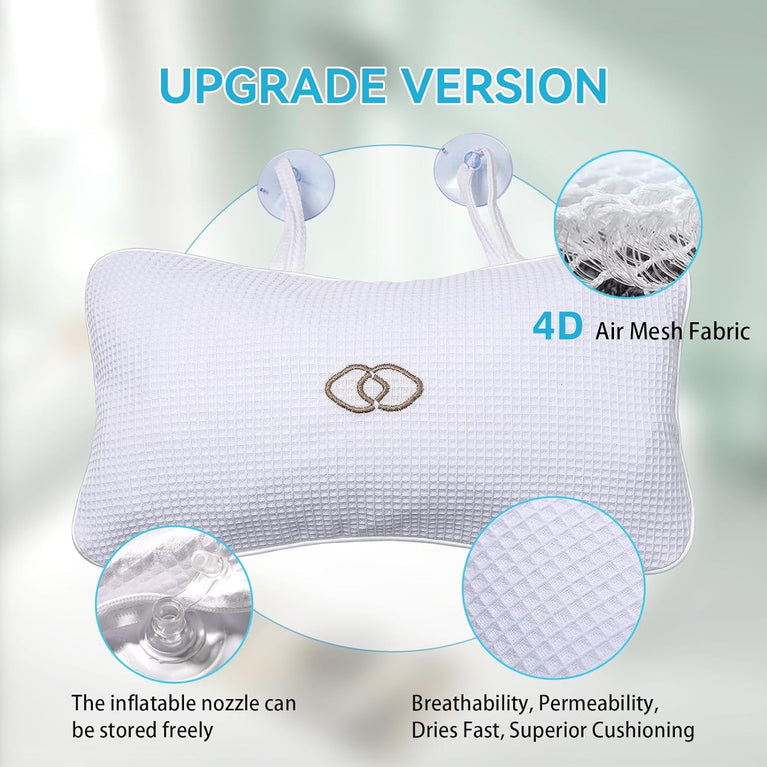 Luxurious Spa Bath Inflatable Pillow with Anti-Slip Support