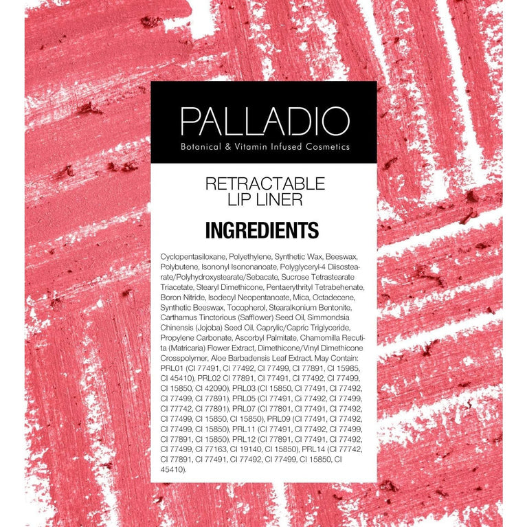 Palladio Twist-Up Retractable Lip Liner in Plum - Waterproof, Vitamin-Infused, Smudge-Proof with Creamy Pigment & All-Day Wear, No Sharpening Needed