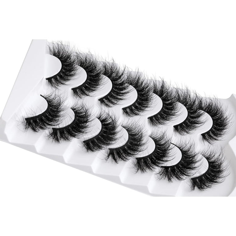 Alicrown Seductive Cat Eye Style False Eyelashes: Lightweight, 8D Fluffy, 100% Handmade, Reusable Synthetic Fiber Lashes, Cruelty Free, Set of 7 Pairs, Easy to Apply