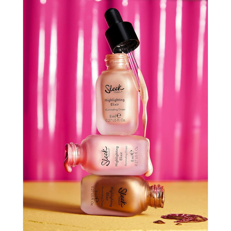 Sleek MakeUP's Illuminating Highlight Elixir with Jojoba Seed Oil & Vitamin E, Poppin' Bottles, 8ml