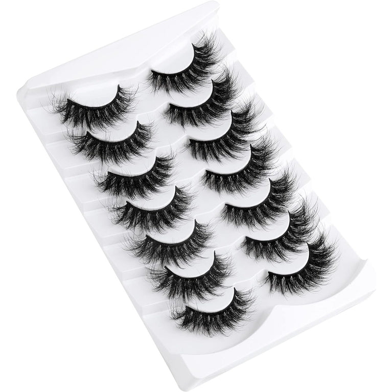 Alicrown Seductive Cat Eye Style False Eyelashes: Lightweight, 8D Fluffy, 100% Handmade, Reusable Synthetic Fiber Lashes, Cruelty Free, Set of 7 Pairs, Easy to Apply