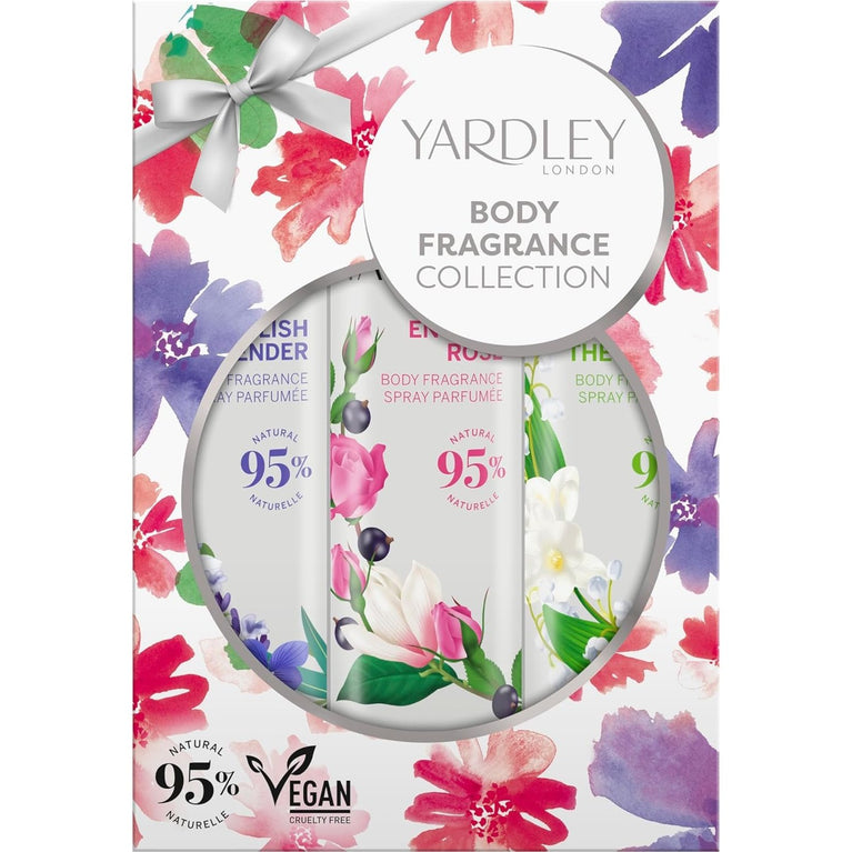 Yardley Traditional Body Spray Set - 3x75ml - Ideal Christmas or Birthday Gift for Women