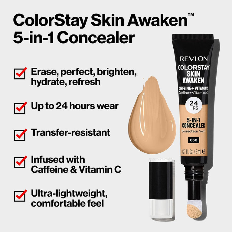 Revlon 24HR Radiance Boosting 5-in-1 Concealer with Caffeine & Vitamin C (30g)