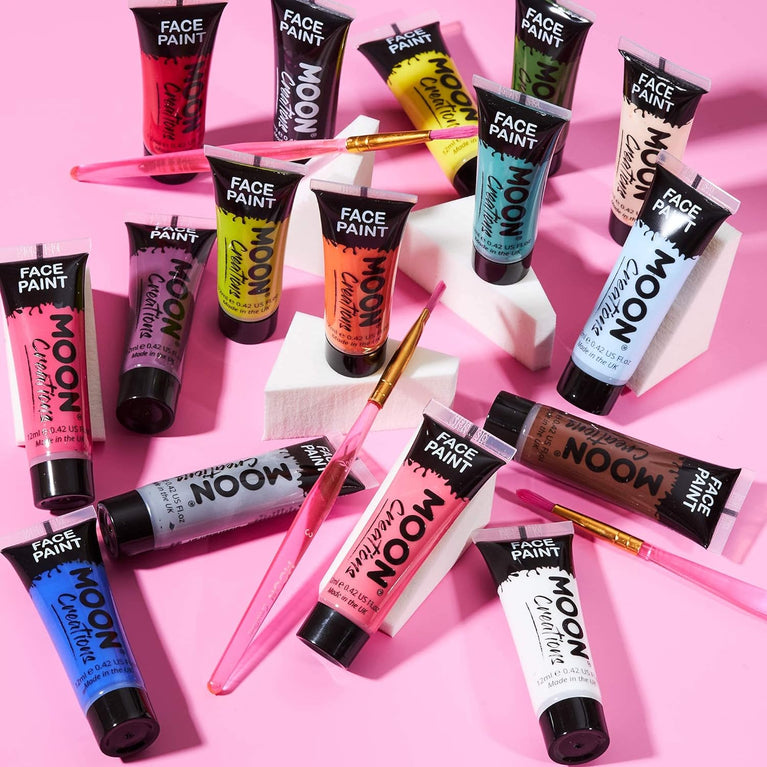 Moon Creations Quick Dry Face & Body Paint Tubes in Black | No-Flake, Cruelty Free for Kids and Adults | Ideal for Parties, Festivals, Costumes | 12ml, Made in UK