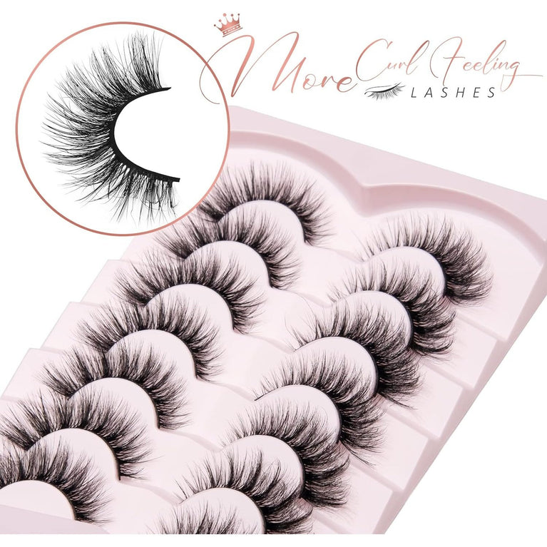 Onlyall Premium Synthetic Wispy False Eyelashes, Double-Stacked Flare & Natural Mink Style, Soft & Lightweight with Durable Reusability - A04 16MM