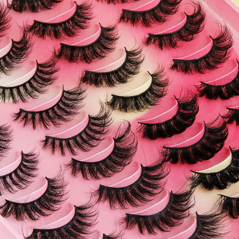 Premium 6D Mink False Eyelashes – Pack of 20 Pairs in 4 Unique Styles, Vivid and Attractive Natural Curly Lashes