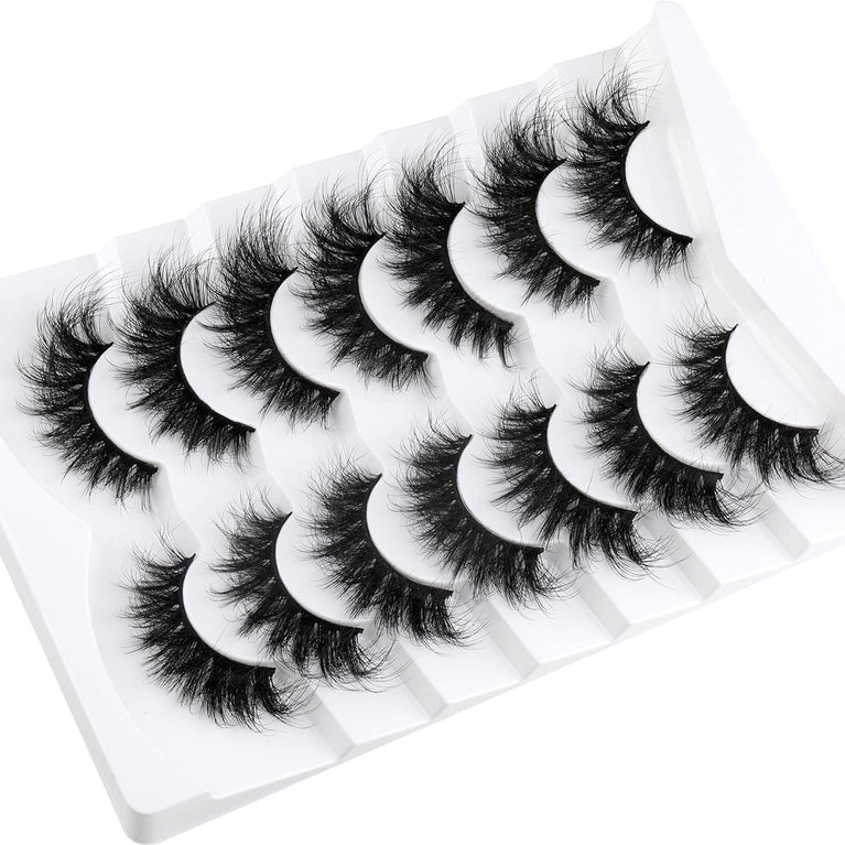 Alicrown Seductive Cat Eye Style False Eyelashes: Lightweight, 8D Fluffy, 100% Handmade, Reusable Synthetic Fiber Lashes, Cruelty Free, Set of 7 Pairs, Easy to Apply