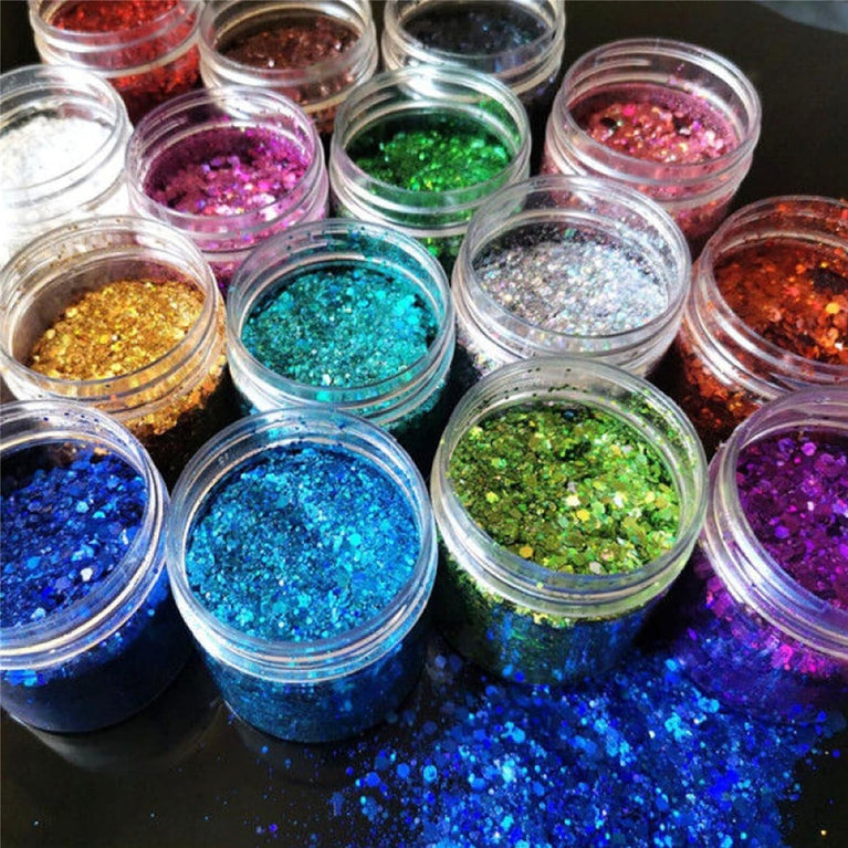 Veroa Festive Body and Hair Glitter Set - 12 Vibrant Colors for Parties, Festivals, and Raves (10g x 12PCS)