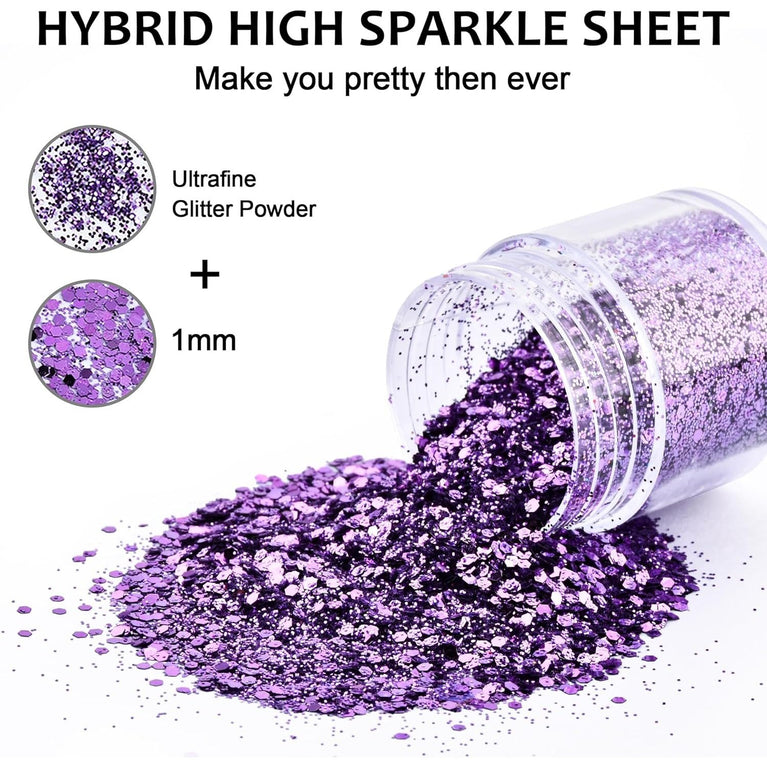 DazSpirit 12-Shade Holographic Glitter Powder Set for Face, Body, Nail and Crafts - Environmentally Friendly Festival Accessories with Varied Sizes