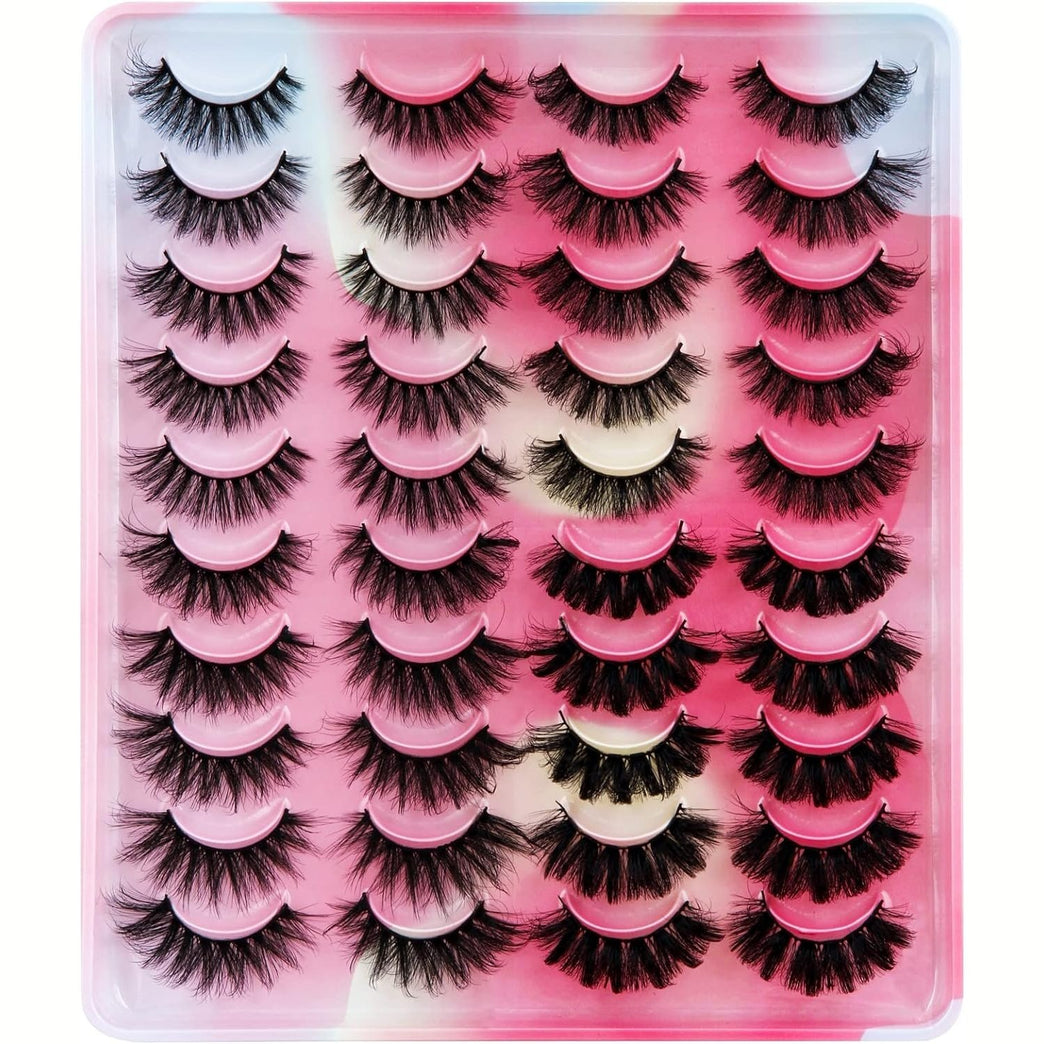 Premium 6D Mink False Eyelashes – Pack of 20 Pairs in 4 Unique Styles, Vivid and Attractive Natural Curly Lashes