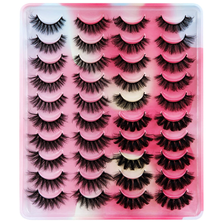 Premium 6D Mink False Eyelashes – Pack of 20 Pairs in 4 Unique Styles, Vivid and Attractive Natural Curly Lashes