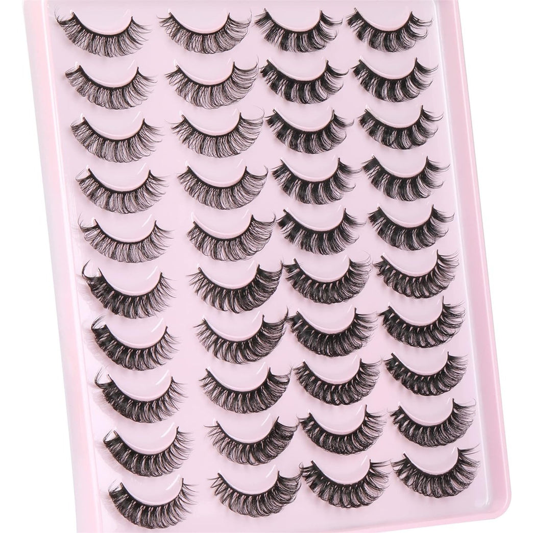 Ruairie Premium Synthetic Fiber D Curl Russian Faux Mink Eyelashes - 20 Pairs Variety Pack of 4 Styles for Natural Glam Look