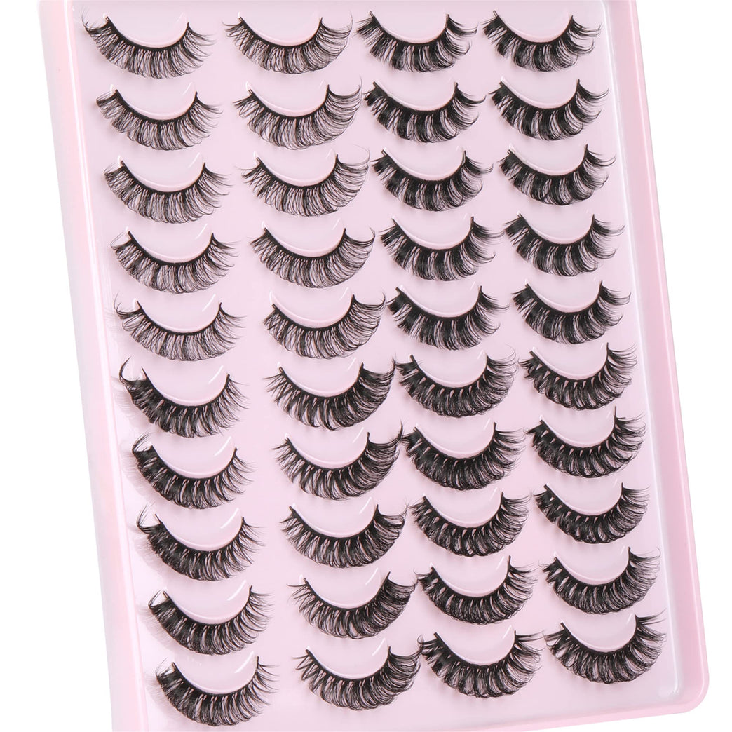 Ruairie Premium Synthetic Fiber D Curl Russian Faux Mink Eyelashes - 20 Pairs Variety Pack of 4 Styles for Natural Glam Look