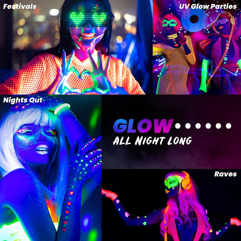 Ultra-Bright UV Reactive Neon Face and Body Paint Sticks by Glowhouse - Pack of 6, Vegan and Cruelty-Free