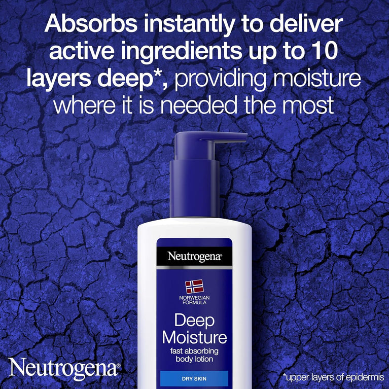Neutrogena Deep Moisture Fast Absorbing Body Lotion for 24-Hour Hydration, 400 ml