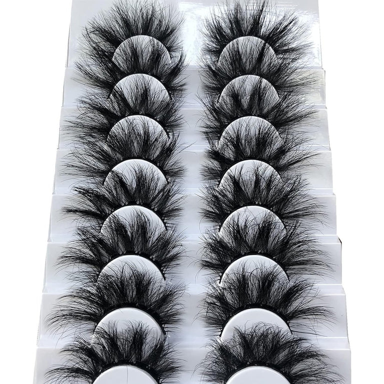 GMAGICTOBO Handmade 20mm 3D Mink False Eyelashes, 8 Pairs Fluffy Wispy Dramatic Eye Lashes Pack with Thick Volume, Soft and Lightweight for Bold Queen Makeup Look