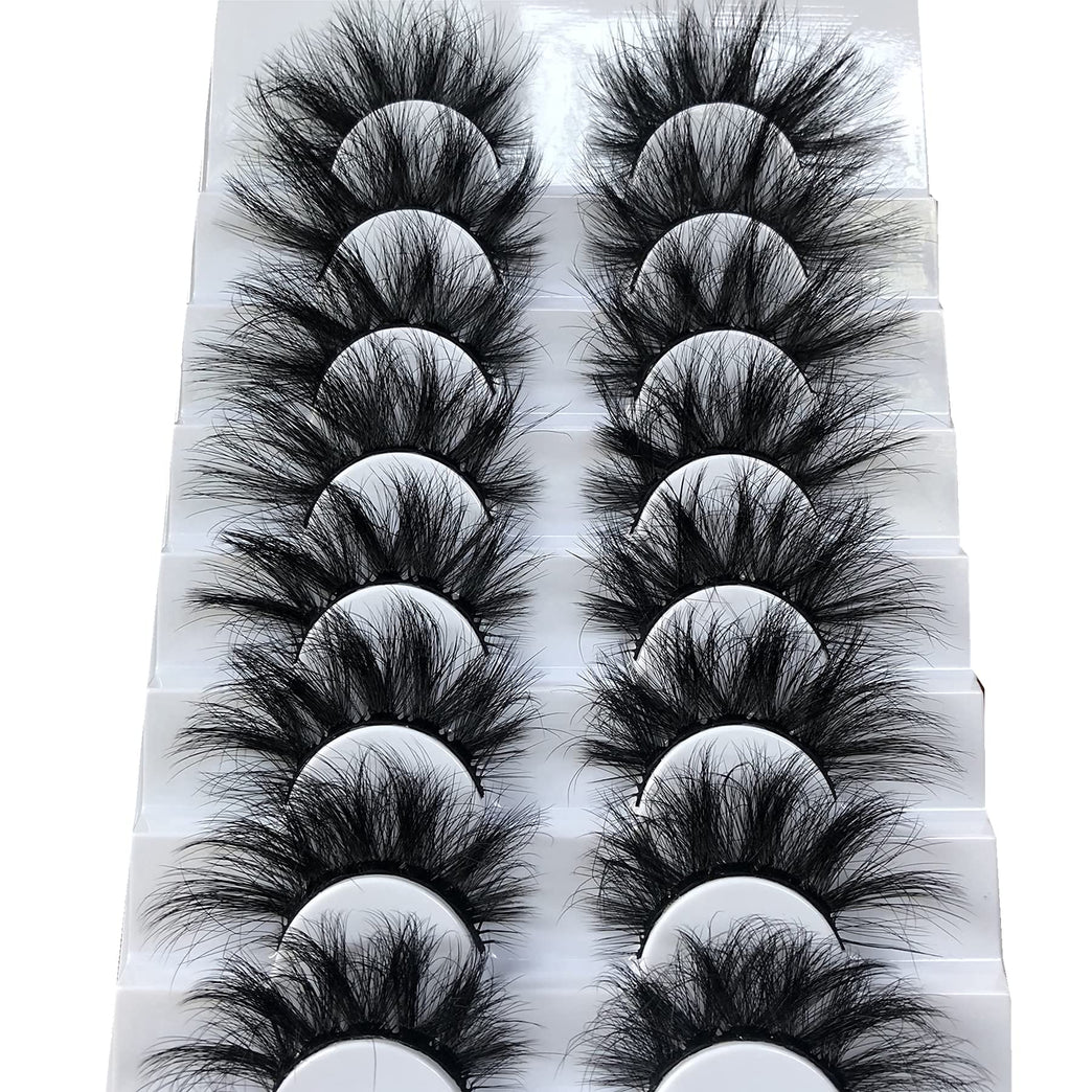 GMAGICTOBO Handmade 20mm 3D Mink False Eyelashes, 8 Pairs Fluffy Wispy Dramatic Eye Lashes Pack with Thick Volume, Soft and Lightweight for Bold Queen Makeup Look