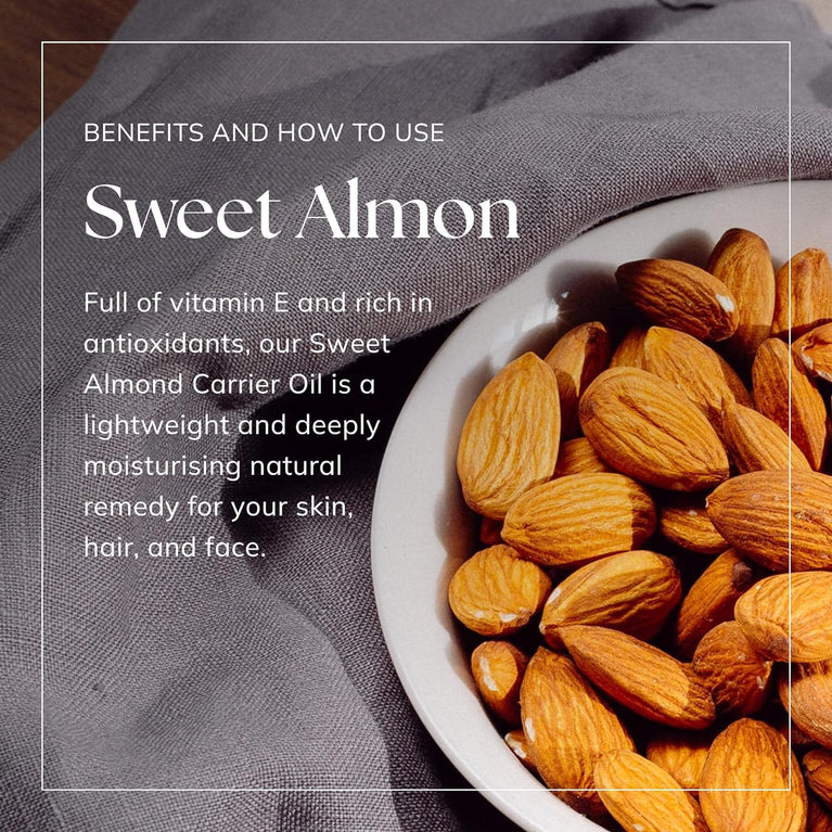 Nikura Sweet Almond Oil - 250ml | Multi-Purpose Skin and Hair Oil with Vitamin E | Natural, Vegan & UK | BPA Free