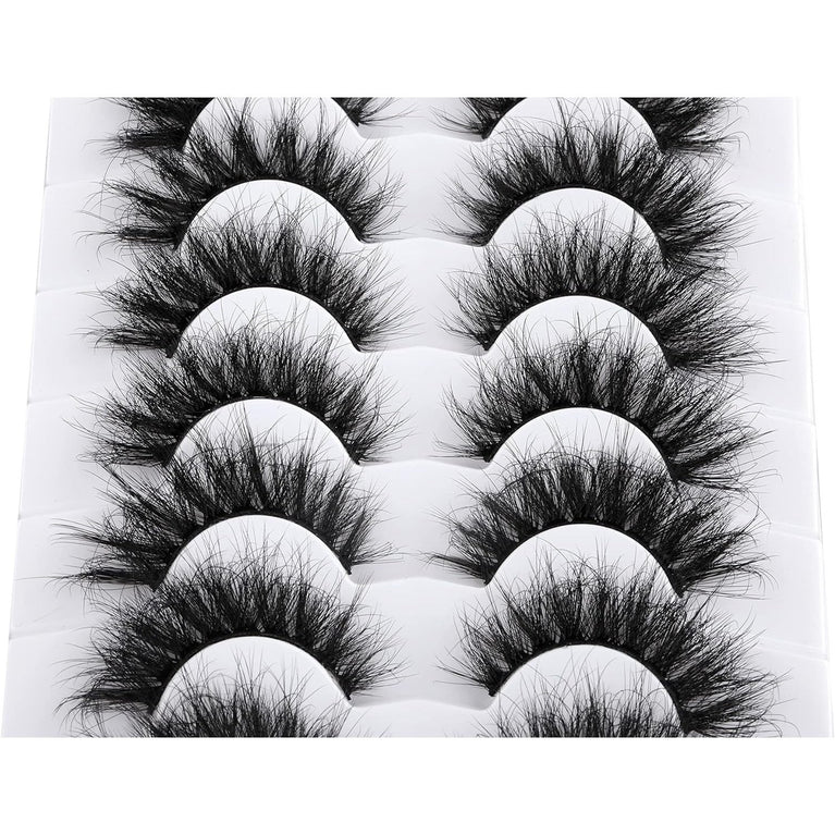 Alicrown Seductive Cat Eye Style False Eyelashes: Lightweight, 8D Fluffy, 100% Handmade, Reusable Synthetic Fiber Lashes, Cruelty Free, Set of 7 Pairs, Easy to Apply